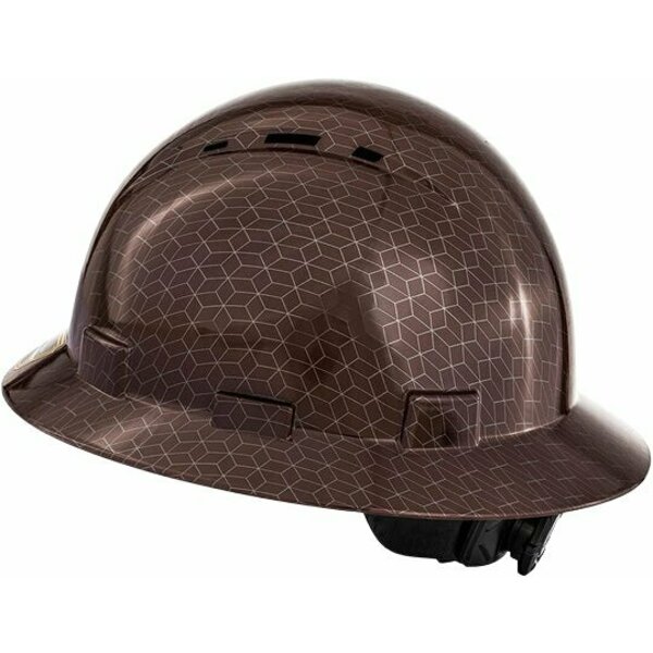 Protectx HDPE Fiber Full Brim Vented Hard Hat, Brown HH-FG-14BR-SV-01